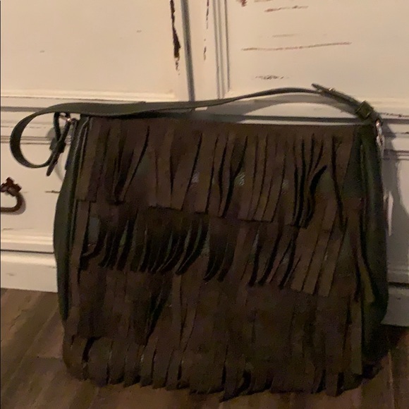 Free People Handbags - Free people dark green fringe handbag.